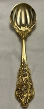 International IS Golden Grand Antique Solid Casserole Spoon Gold Electroplate