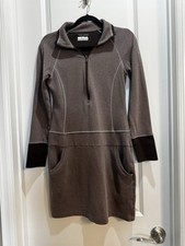 Columbia Brown Collared Short Sleeve Dress SPet Pockets Armpit To Armpit 17”