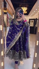 New Latest Purple Faux Georgette Gown Bottom With Dupatta For Indian Function