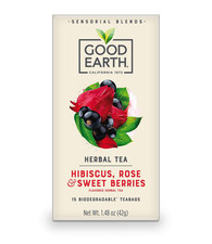 Good Earth Sensorials Hibiscus, Rose  Sweet Berries Herbal Tea 15 Ct Box