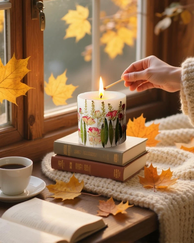 Vela Perfumada Perfume Rosa, Vela Perfumada Floral 10oz con Cera de Soja y Abejas, 4... Foto 2 de 4