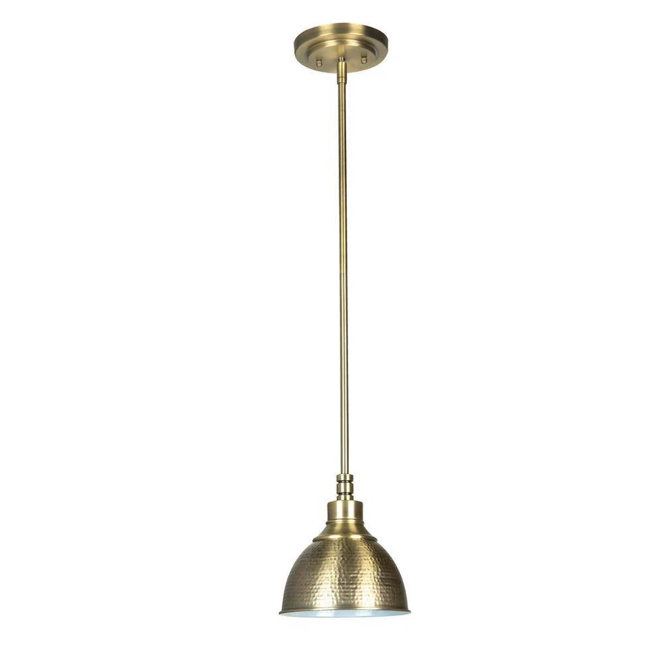 CRAFTMADE Timarron 1-Light 60W Mini Pendant Light Legacy Brass Steel Shade - Image 2 of 3