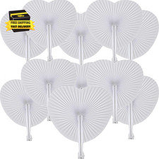 12 Pcs White Paper Fans,Foldable Handheld Fans for Women,Wedding Decorative Fold