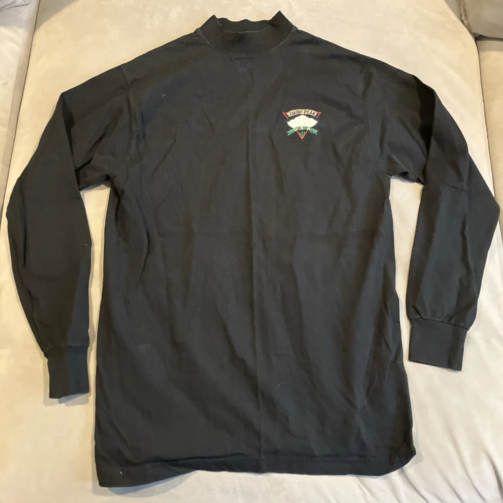 RARE - Vintage - Jiminy Peak - Embroidered Long Sleeve Mock Neck T Shirt - M