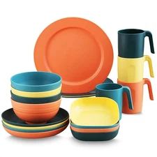 Plastic Dinnerware Sets of 20 Pieces, Unbreakable and Reusable Light BPA Free