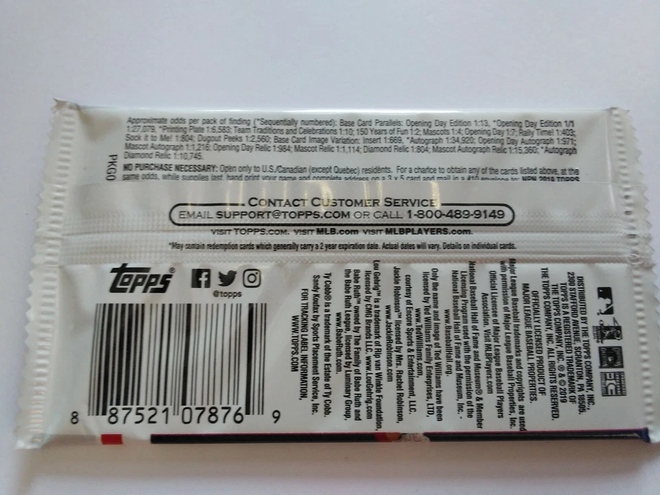 2019 Topps Opening Day бейсбол 4 упаковки нераспечатанные 7 упаковок карт - Изображение 3 из 4