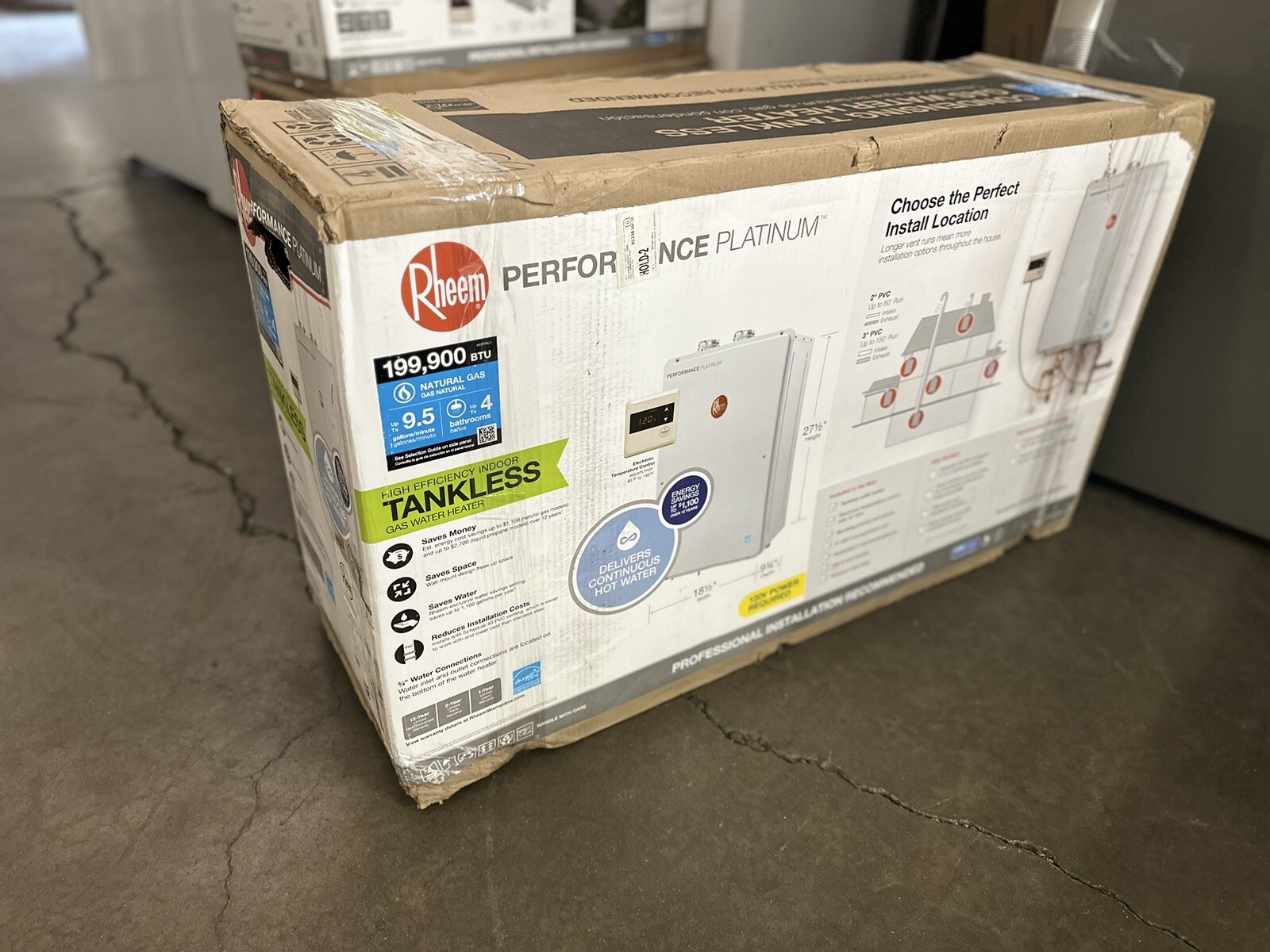 RHEEM TANKLESS WATER HEATER INTERIOR 9.5 GPM -199,900 BTU #ECOH200DVLN-2 |  eBay