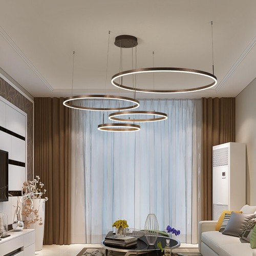 Modern Nordic Pendant Light Gold Ring Hang Lamp Dimmable Circle