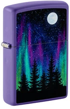 Zippo Northern Lights Design Purple Matte Windproof Pocket Lighter, 48565