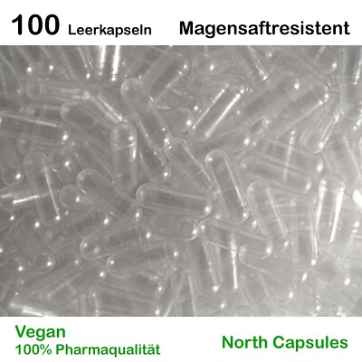 100 magensaftresistente Leerkapseln - Größe 00 - transparent - North Capsules b