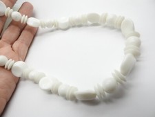 White Plastic Beaded 25 Inch Necklace Vintage