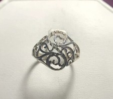Beautiful Vintage .925 STERLING SILVER Filigree Ring Sz 8 STER629 