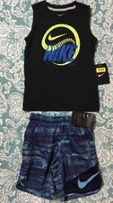 Nike Kid's 2-Piece Let Tank Black Short Binary Blue Size 4