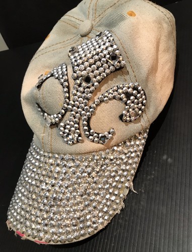 Distressed Bling Fleur de Lis Hat Cap 