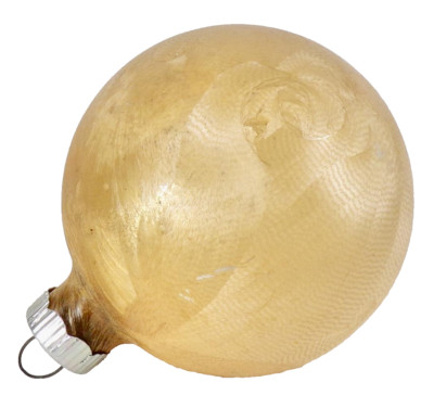 Shiny Brite Christmas Ornament Hammer Pale Gold Glass Ball Pastel 1949 #962