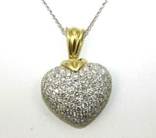 Natural Round Diamond Heart Shape Cluster Necklace Pendant 18K White Gold 4.75Ct