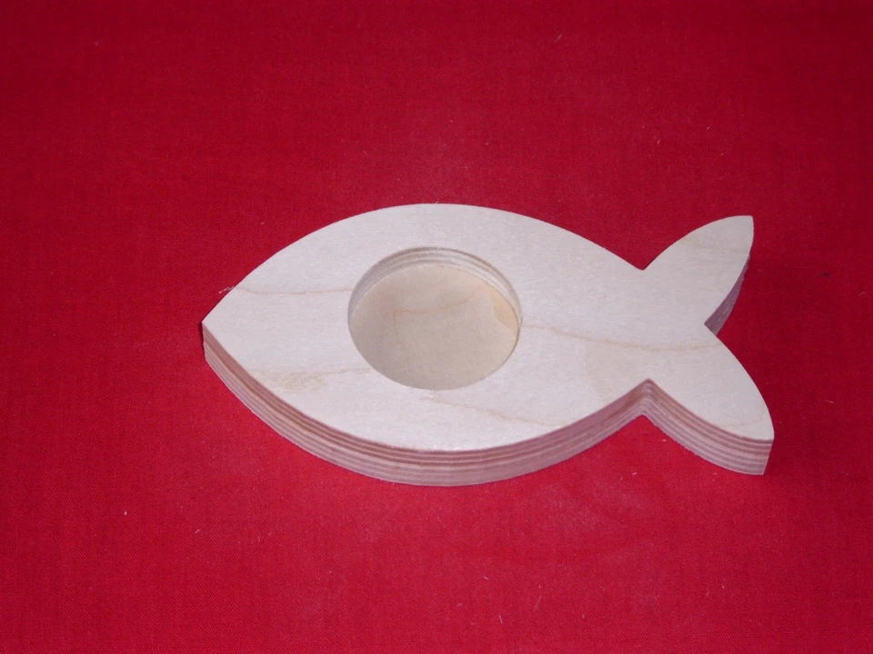 MARKENLOS Teelichthalter Fisch Kommunion Konfirmation Taufe Geschenk Teelicht Christentum