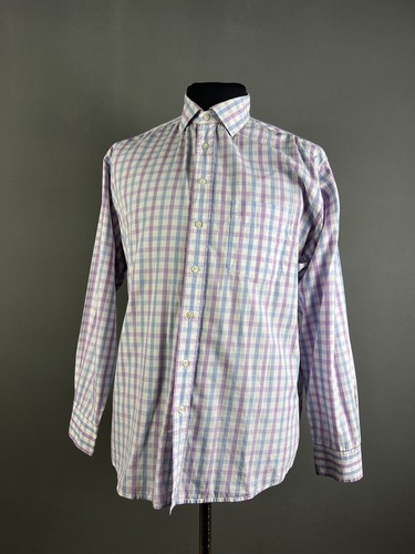 Balmain Mens Shirt Button Up Long Sleeve Plaid Multicolor Size 17