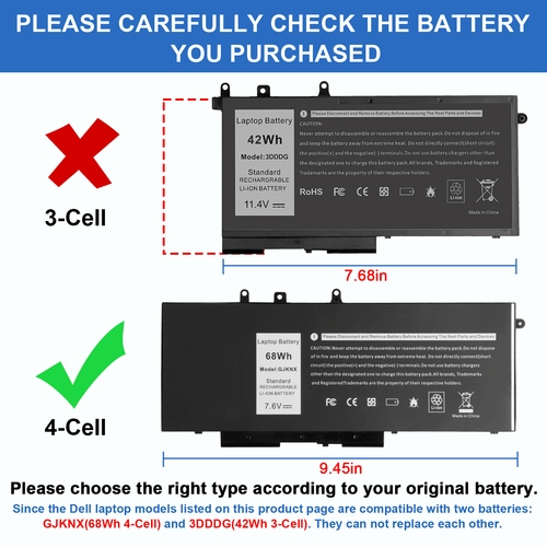 GJKNX GD1JP Battery for Dell Latitude 5280 5480 5580 5490 5495 5590 E5480 E5580 - Picture 2 of 7