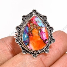 Spiny Oyster Turquoise Ring 925 Sterling Silver Statement Ring Gift for Her