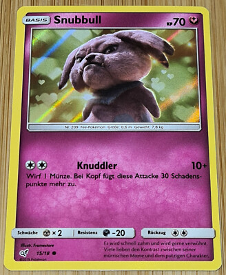 Snubbull # 15/18 Common Holo Meisterdetektiv Pikachu 2019 Pokemon Deutsch Mint