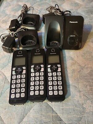 Panasonic Expandable Cordless Phone with 3 Handsets in Black KX-TGD513