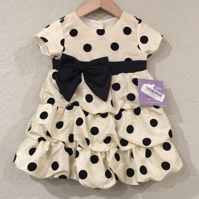 NEW Joe-Ella Baby Girl Sz 18M Formal Polka Dot Dress With Bow