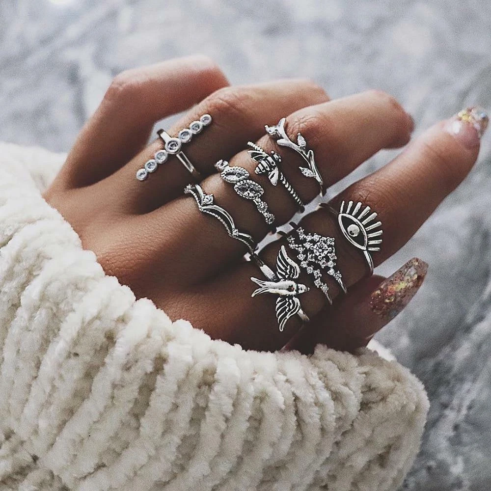 Bohemian silver shop rings