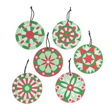 Christmas Mandala Sand Art Picture Ornaments - Craft Supplies - 24 Pieces