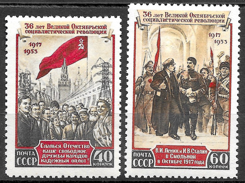 Russia #1676-1677, MLH / MNH -1953- October Revolution - Complete set - CV=80.-
