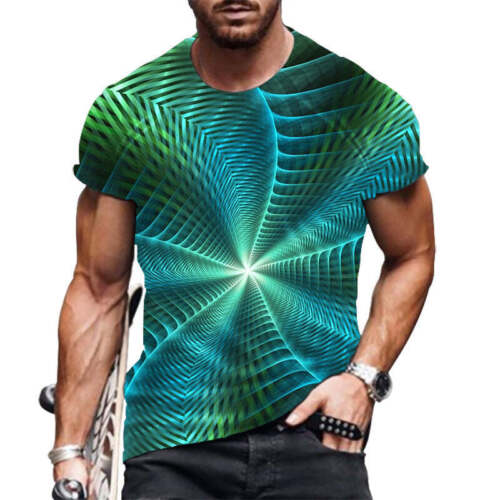 Summer 3d Digital Printing Plus Size Men's T-shirt - Picture 1 of 14