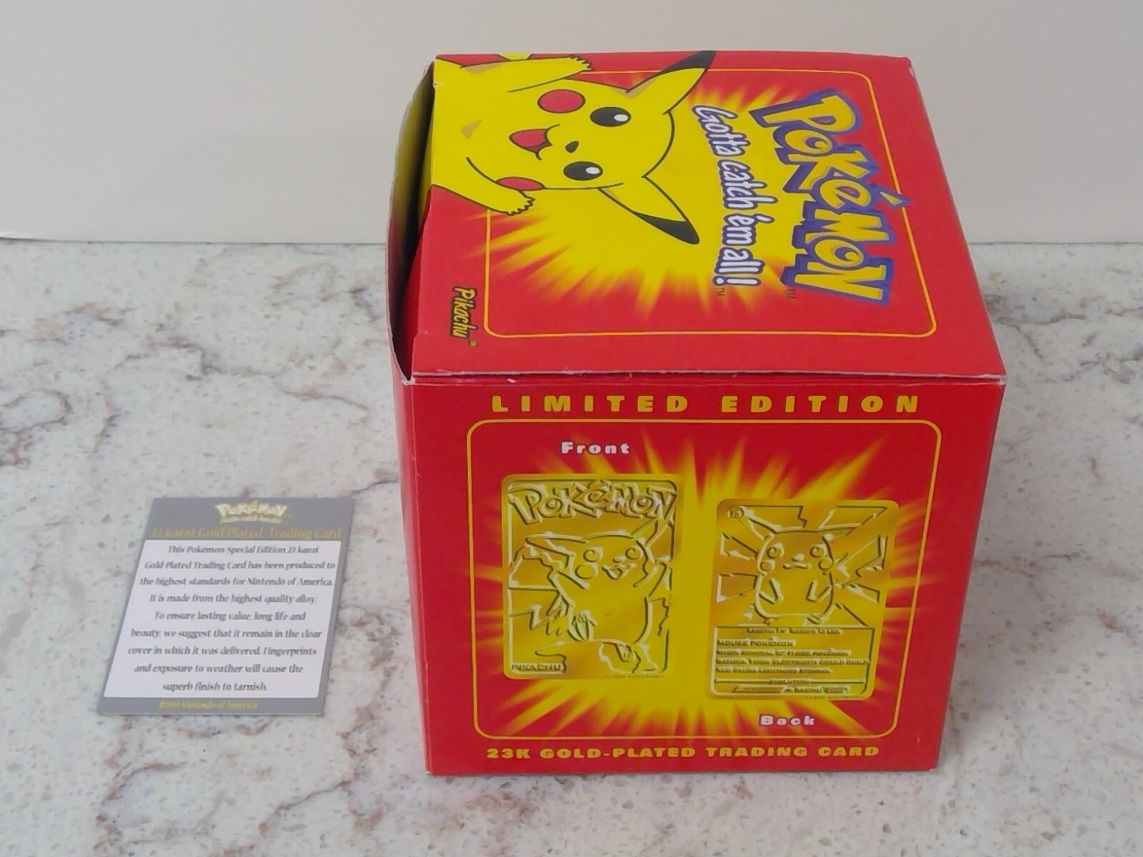 Pokemon Pikachu 23k Gold EMPTY BOX w/ CERTIFICATE ONLY Burger King