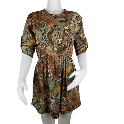Holding Horses Anthropologie Womens Size 6 Brown Paisley Palette Mini Dress  | eBay