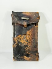 Antique Brown Hard Leather Case Bag for Folding Camera Rough Condition