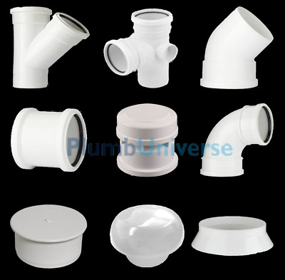 Weißer Boden Rohr und Ring Dichtungsbeschläge, Ellbogen, T-Shirt, Zweig Pushfit UPVC 110 mm