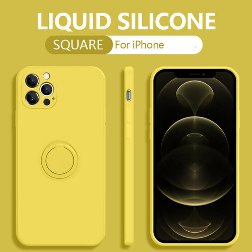 For iPhone Liquid Silicone Case With Finger Ring Holder Stand Shockproof Cover - Picture 34 of 35