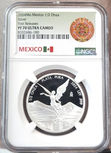 2024 MEXICO SILVER LIBERTAD 1/2 ONZA NGC PF 70 ULTRA CAMEO FIRST RELEASES SCARCE