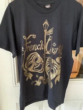black French Quarter New Orleans bourbon st gold graphic t shirt L