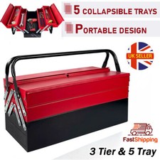 3 Tier 5 Tray Portable Metal Storage Cantilever Tool Box Storage Heavy Duty UK
