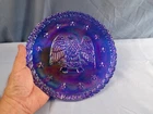 Fenton 1976 Bicentennial Blue Carnival Glass Eagle Plate 8" Wide