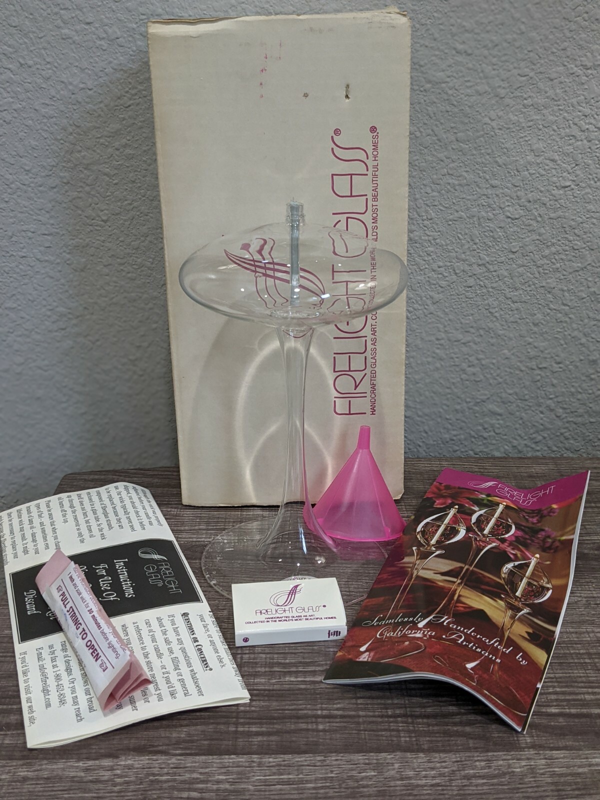 Vintage, Firelight Hand Crafted Clear Glass Omni Stem Oil Candle, Rare, Complete eBay