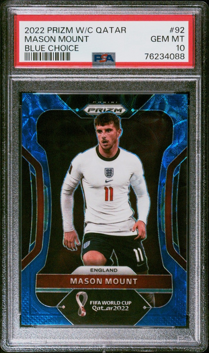 mason mount panini prizm Qatar 75シリ 2022 PANINI MASON MOUNT PRIZM WORLD CUP QATAR BLUE CHOICE #92 PSA