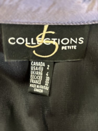 JS Collections Women’s Size 2-4 Shimmery Satin Purple Tie Belt Blouse. - Picture 3 of 3