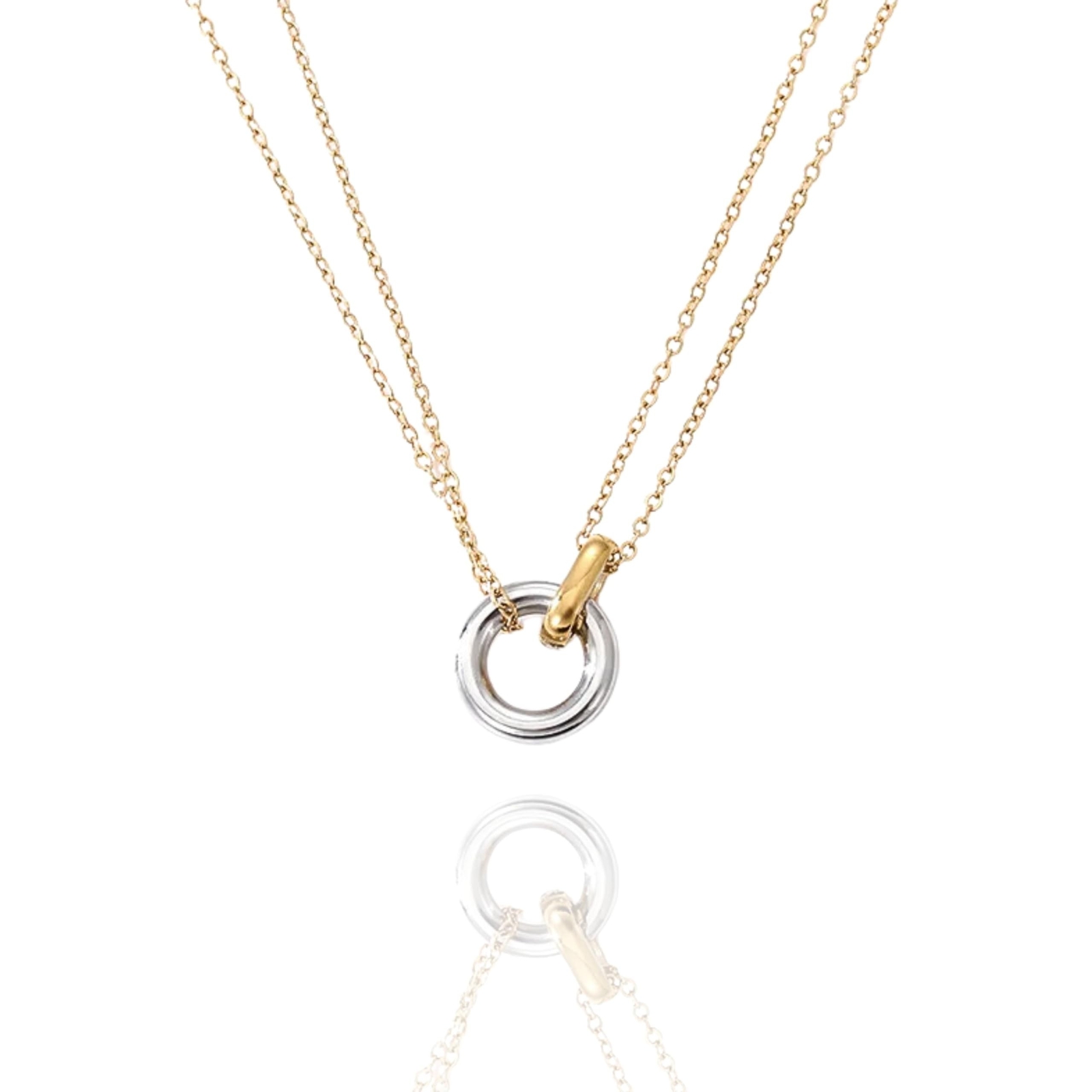 QueenBee Gold and Silver Interlocking Rings Necklace for Women – 14K Gold