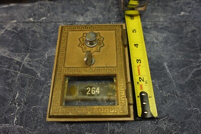 US Post Office Mail Box Brass Door w/Glass Combo Vintage Federal Lock Co. 1957