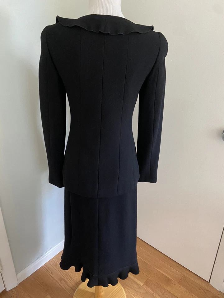 Traje de lana negro vintage de 2 piezas Chanel 1999 - talla 34FR auténtico Foto 3 de 4