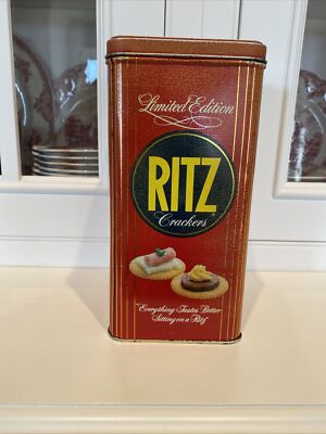 Vintage Collectible 1986 Ritz Cracker Limited Edition 16oz Red Tin Canister 