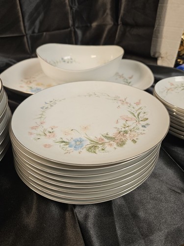 Premiere Fine China MD104 Berkshire Service For 8 32pc W/platter And Salad Bowl - Picture 4 of 9