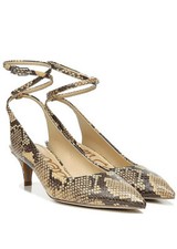 Sam Edelman Devry Snake Print brown Leather Slingback Ankle Strap Pump Shoe 7.5