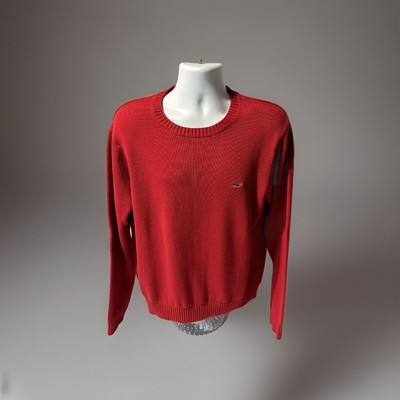 Vineyard Vines Long Sleeve Red Heavy Sweater 100% Cotton Men s  L  Large